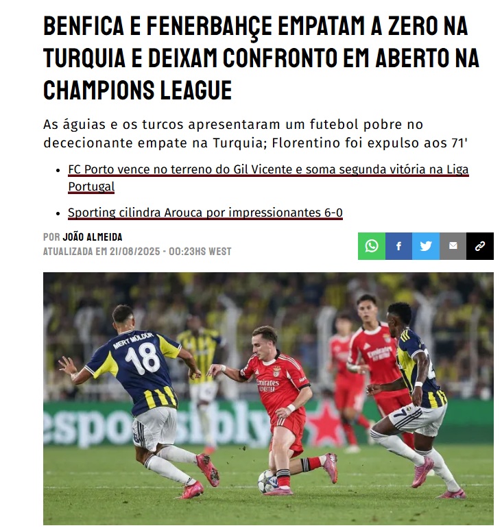 Portekiz basınından F.Bahçe-Benfica yorumları!