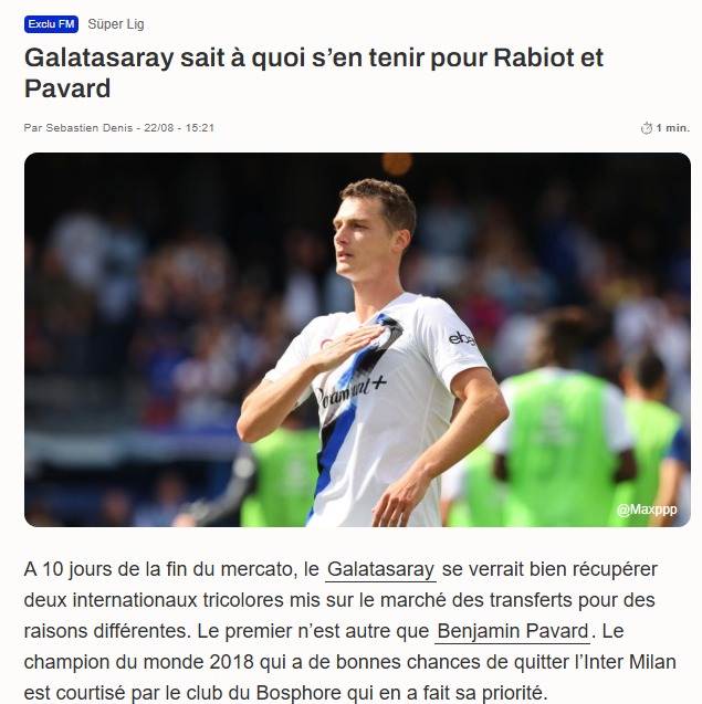 TRANSFER HABERİ: Galatasaray’da sıcak gelişme! Pavard ve Rabiot...
