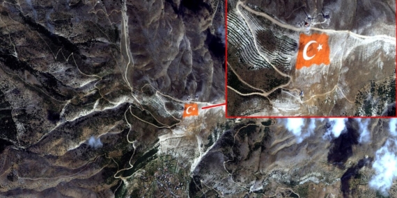 Ahır Dağı zirvesinde Türk bayrağı: Uzaydan görülüyor…