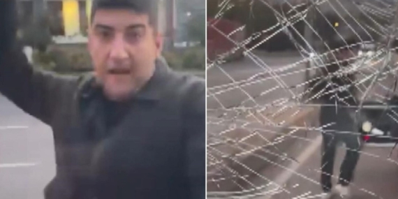 Trafik magandası tartıştığı sürücünün otomobilinin camını kırdı