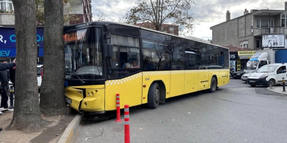 Bağcılar’da İETT otobüsü ağaca çarptı: 1 yaralı