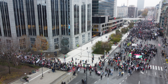 Belçika’da binlerce kişi Gazze’ye destek gösterisi düzenledi