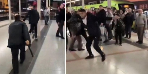 Bursa metrosunda kavga: Dubalar ve yumruklar havada uçuştu