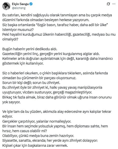 Elçin Sangu medyayı topa tuttu, İmamoğlu'nu hatırlattı