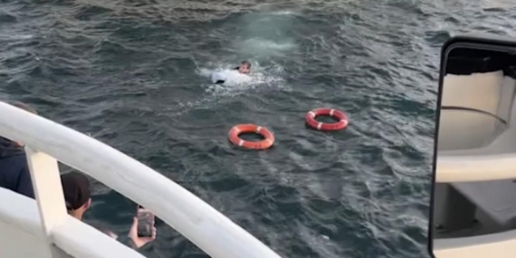 Feribottan düşen kadın böyle kurtarıldı