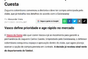 GALATASARAY TRANSFER HABERİ - Vasco da Gama’dan Carlos Cuesta kararı! Bonservisini alacaklar mı?