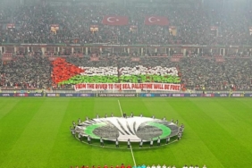 Samsunspor taraftarından Filistin'e destek koreografisi