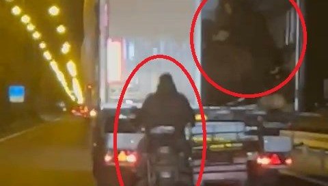 Seyir halindeki tırdan koyun hırsızlığı kamerada