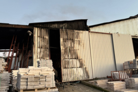 Burdur'da mermer fabrikasında yangın