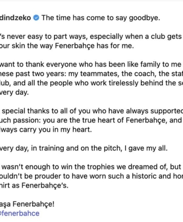 Edin Dzeko'dan Fenerbahçe'ye veda paylaşımı!