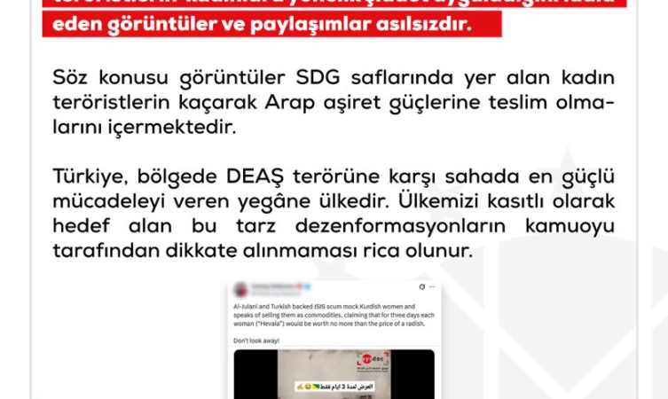 Türkiye'nin DEAŞ'lı teröristleri desteklediği iddiasına yalanlama