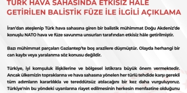 MSB: İran'dan ateşlenen füze imha edildi
