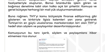 THY'nin kamu bütçesinden yararlandığı iddialarına yalanlama
