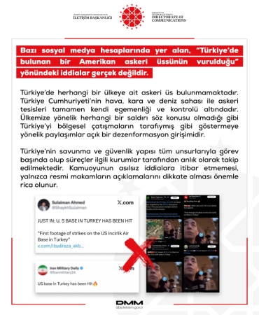 "Türkiyede bulunan bir Amerikan askeri üssünün vurulduğu" iddialarına yalanlama