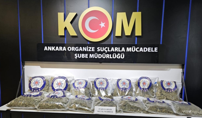Ankara'da 25 kilogram uyuşturucu ele geçirildi