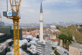 Ayasofya Camii'nin minaresinde restorasyon tamamlandı
