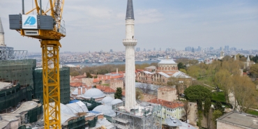 Ayasofya Camii'nin minaresinde restorasyon tamamlandı