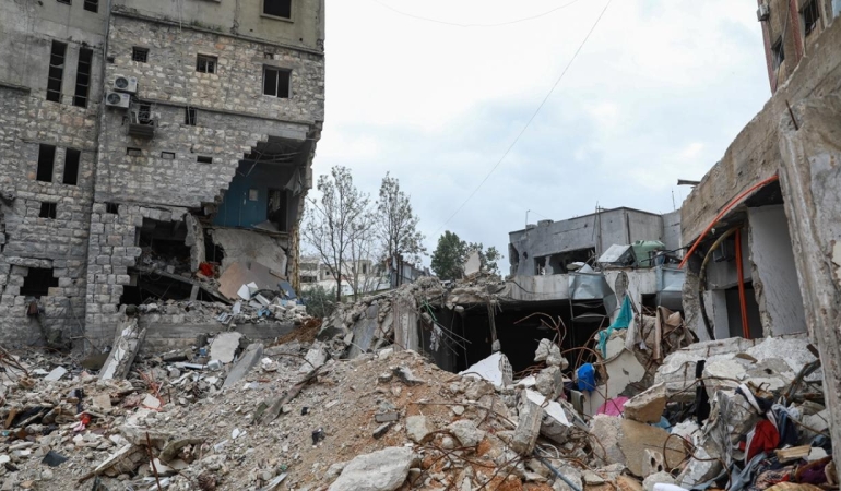 İşgalci İsrail'in hedef aldığı Lübnan'ın Nebatiye kentinde büyük bir yıkım kaldı