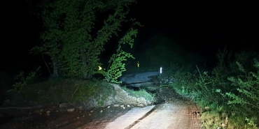 Bursa'da heyelan nedeniyle köy yoluna ağaçlar düştü